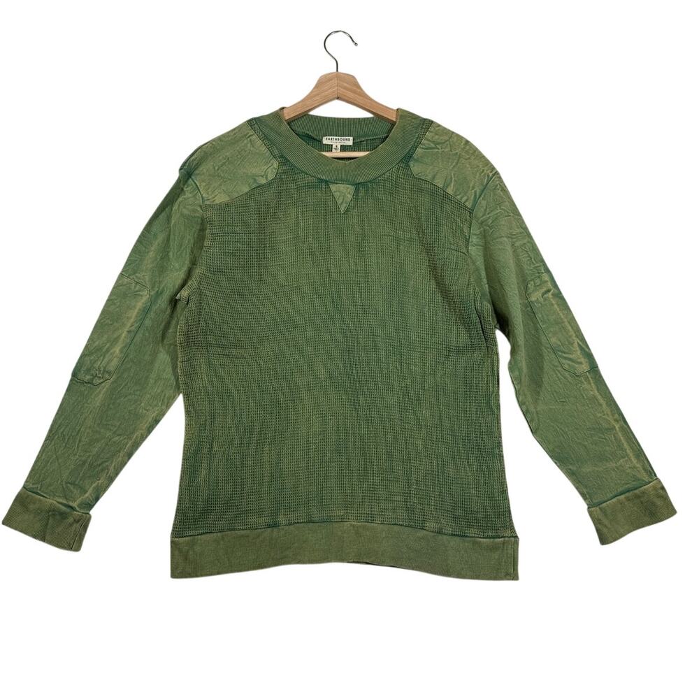 Earthbound Trading Co Thermal Cargo Shirt Long Sleeve Green Sz S Oversized Boho